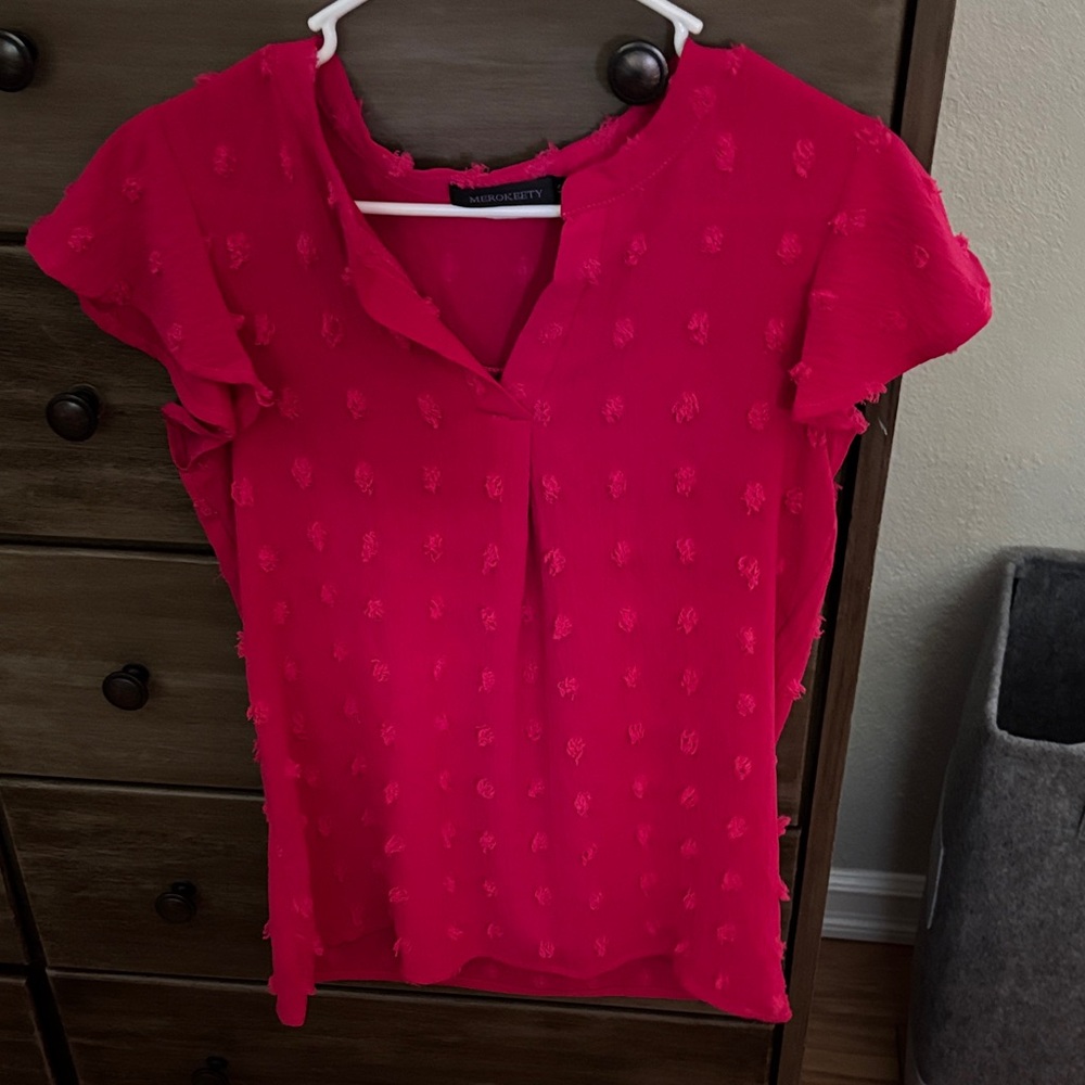 Vibrant Pink Textured Blouse